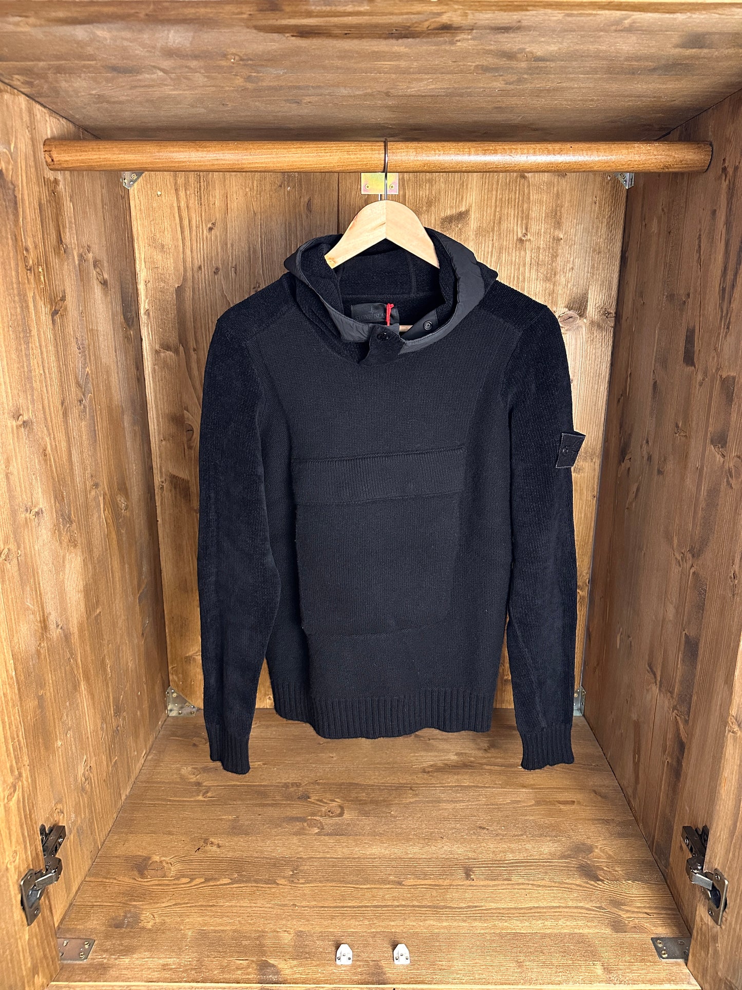 AW19 COTTON VELVET HOODIE GHOST PIECE in Black