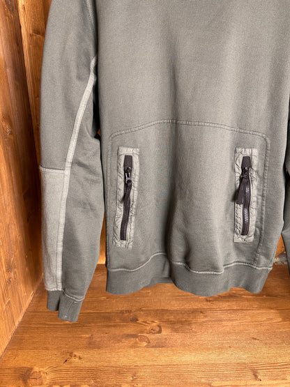 AW23 MULTI PANEL HOODIE in Moss Green
