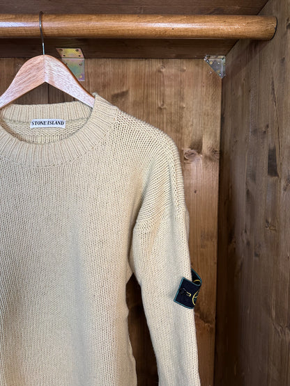 BEIGE WOOL SWEATER with Velour elbow patch