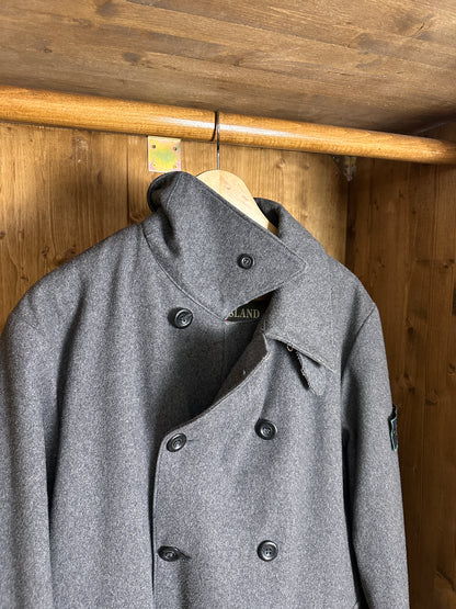 AW98 DOPPELREIHENDER WOLLMANTEL in Basaltgrau