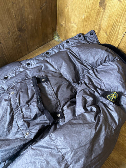 AW04 GREY METALLIC TEXTURE DOWN JACKET