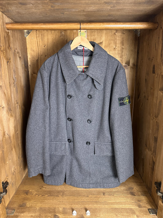 AW98 DOPPELREIHENDER WOLLMANTEL in Basaltgrau