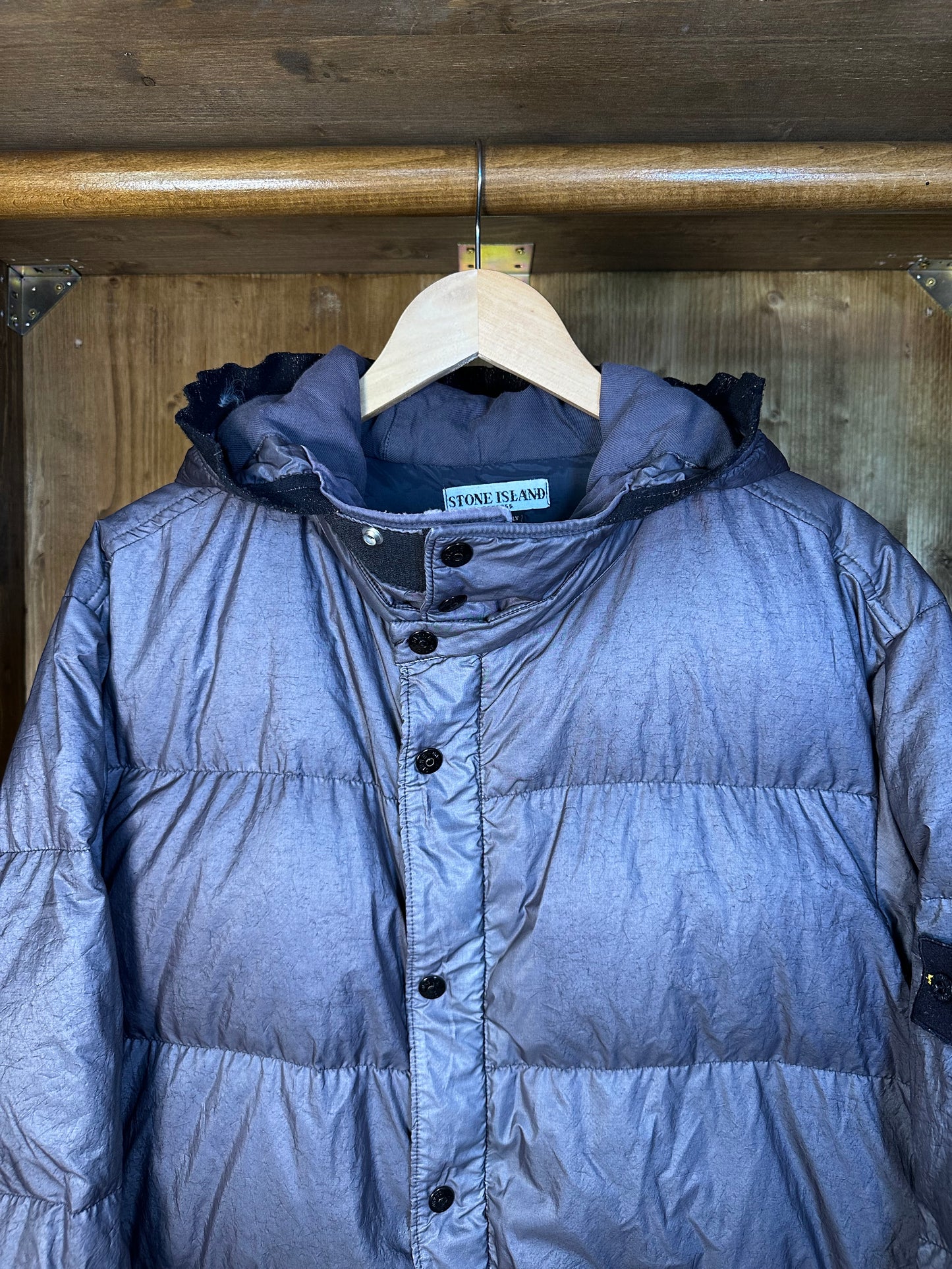 AW04 GREY METALLIC TEXTURE DOWN JACKET