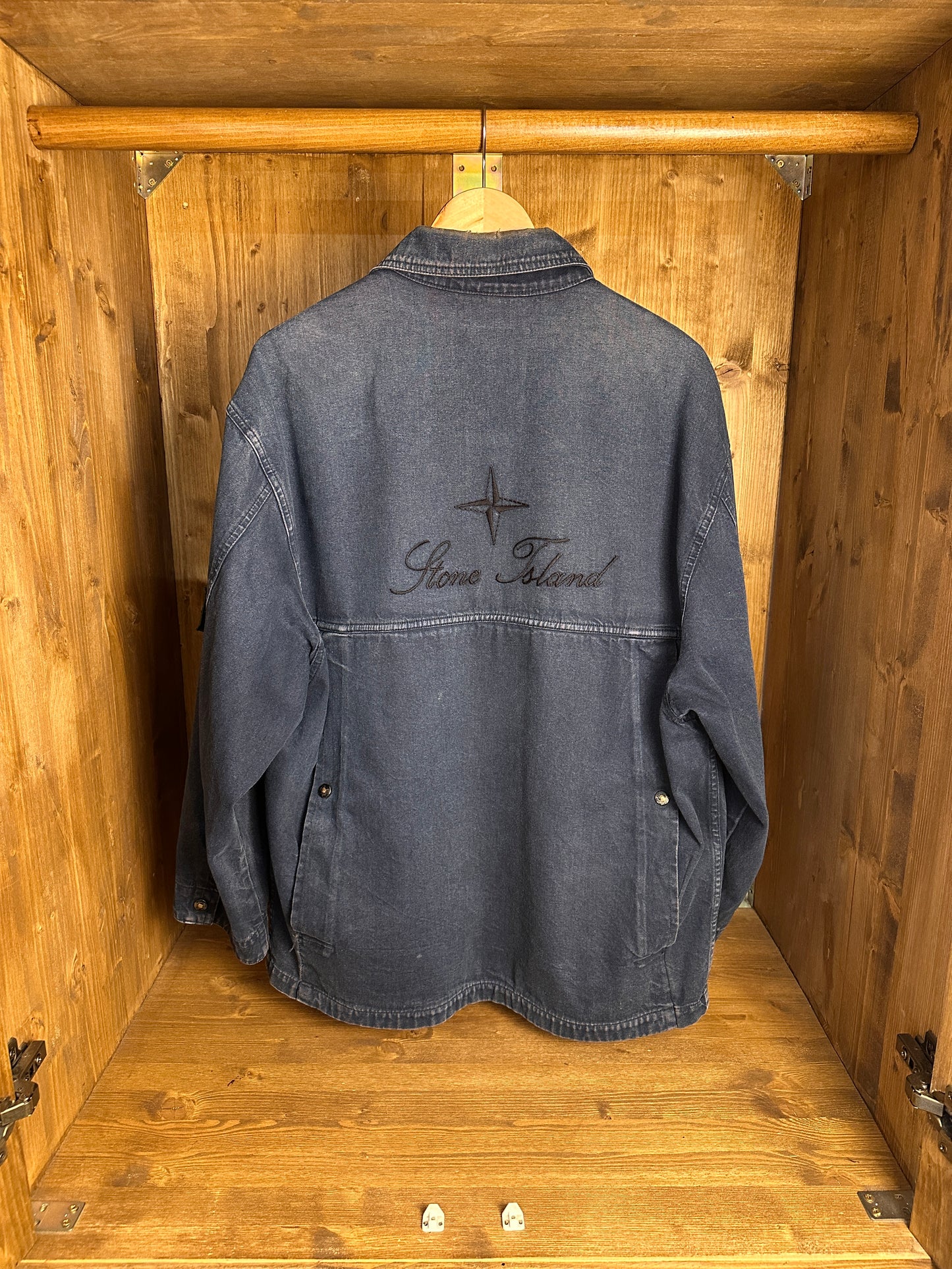 SS88 DENIM CARPENTER WITH BLACK SPELLOUT in Denim Blue