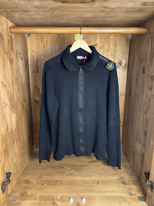 AW08 COTTON ELASTHAN ZIPPED JUMPER  in Black