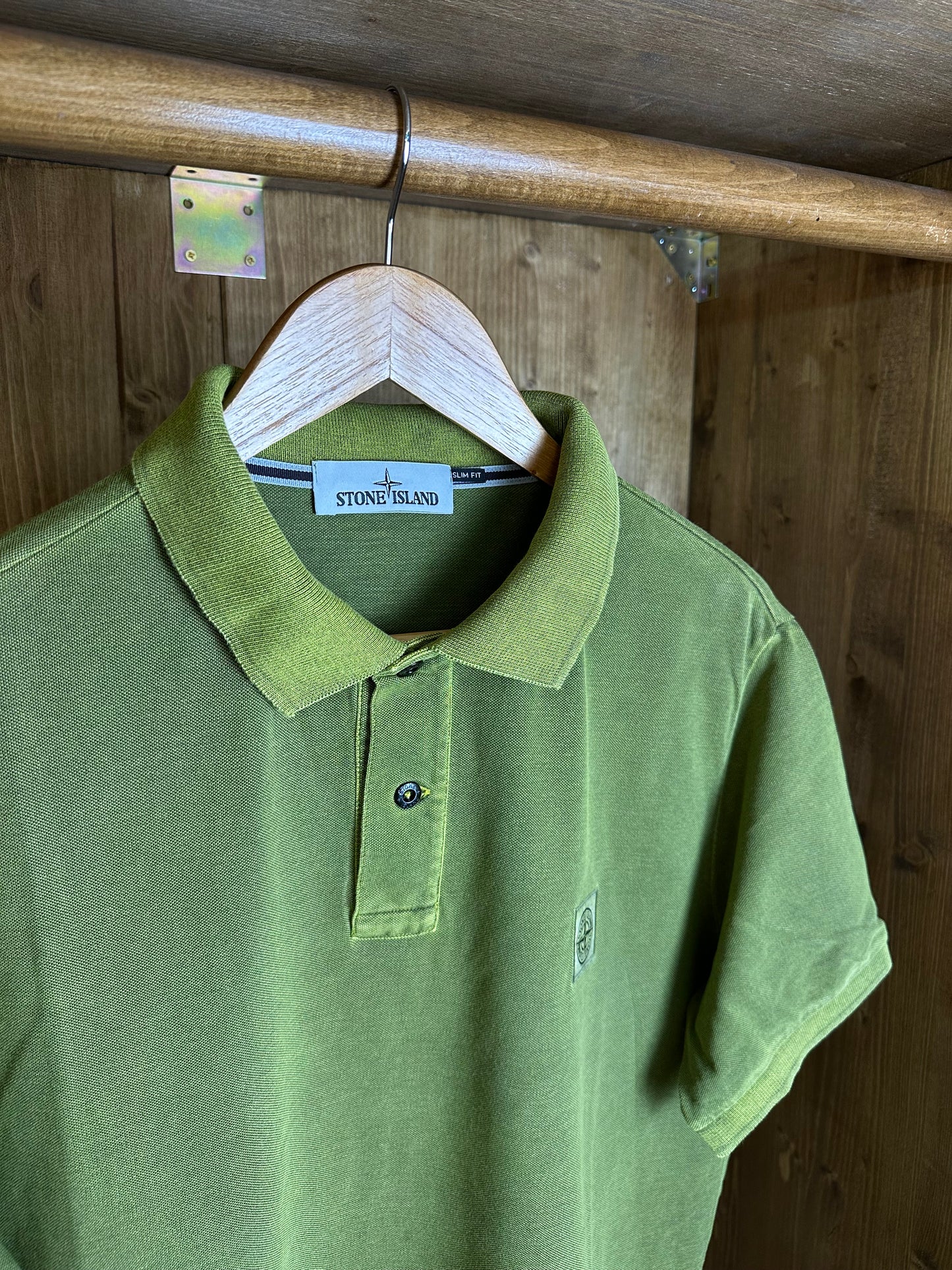 SS19 POLO SQUARE BADGE in Green Acid wash