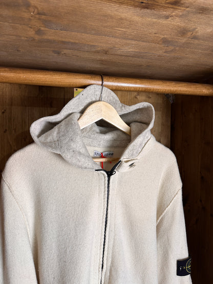 AW08 LEICHTE WOLL-KAPUZENJACKE in Hell-Elfenbein