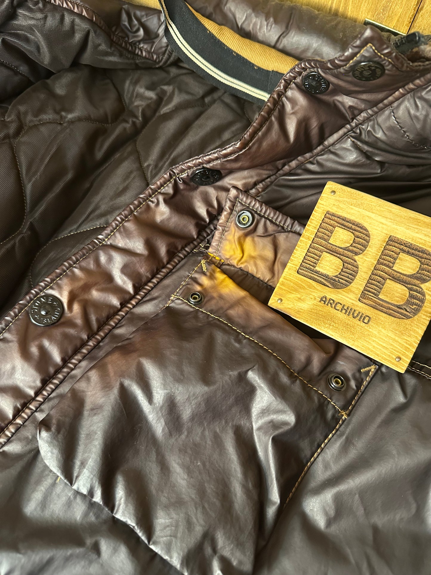 AW12 30th YEAR ANNIVERSARY MUSSOLA GOMMATA FIELD JACKET in Brown/Yellow Ocre