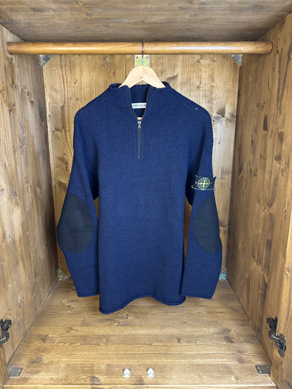 AW94 WOOL JUMPER WITH ELBOW PADS in Dark Blue