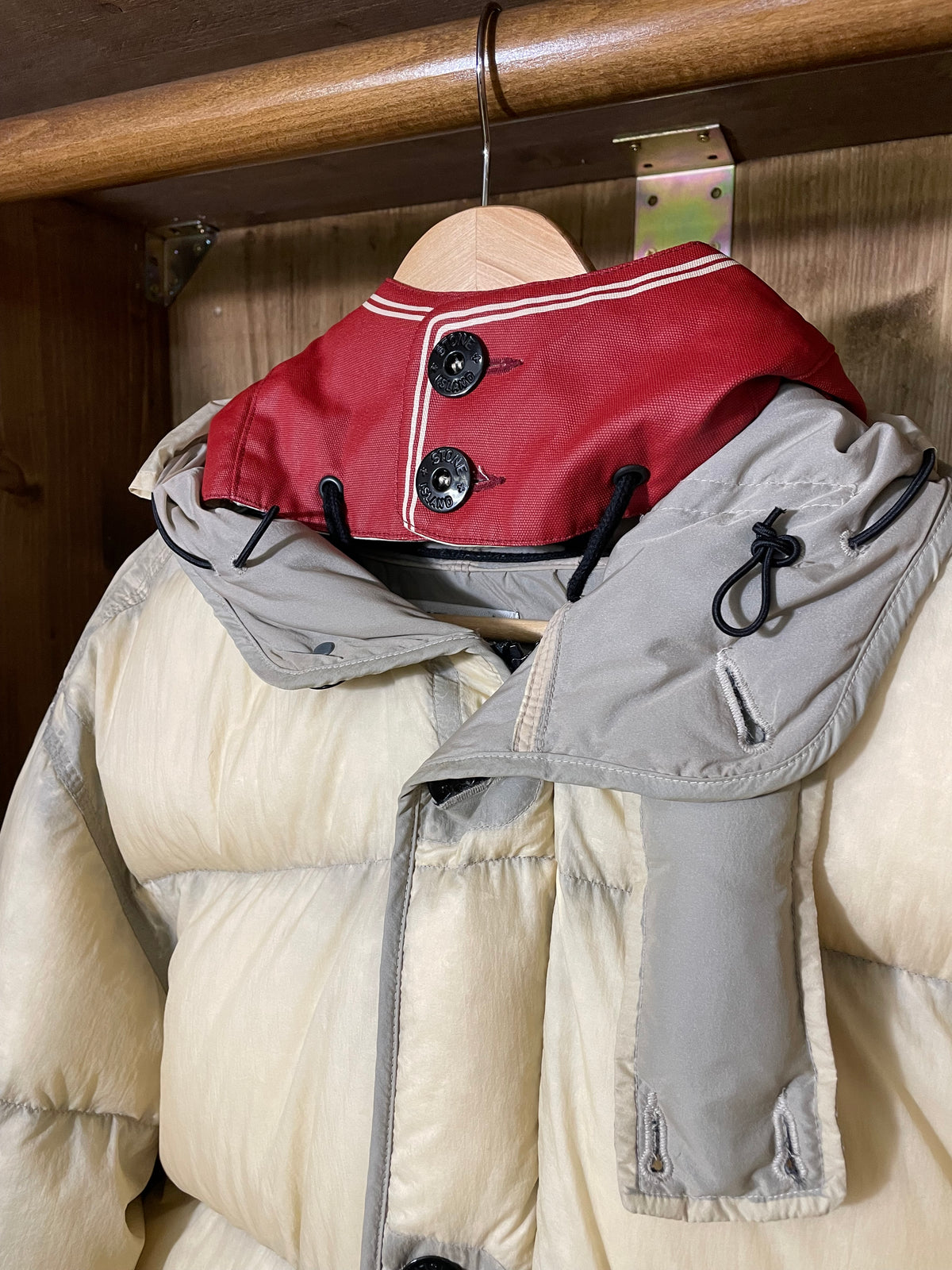 Goose down nylon opaque mesh parka 