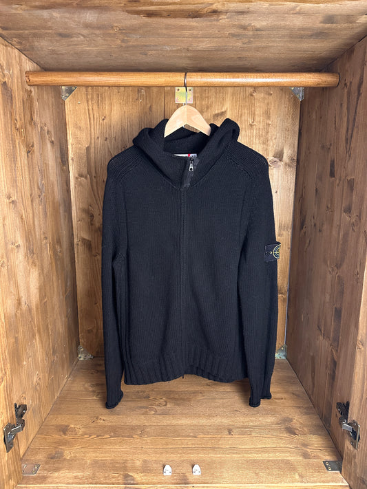 AW04 WOOL ZIPPED HOODIE in Black