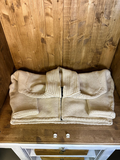 AW01 HEAVYWEIGHT BEIGE WOOL JACKET with crochet details