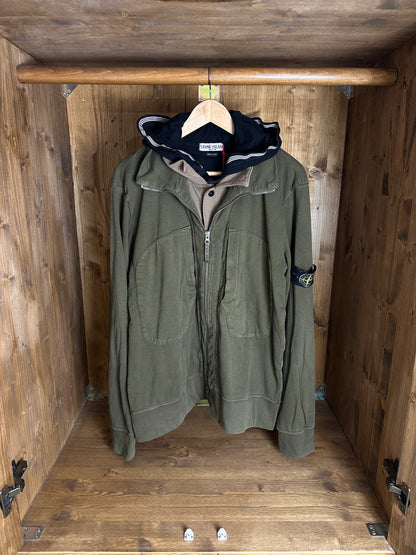 AW05 DUAL LAYER COTTON HOODIE  in Olive Green