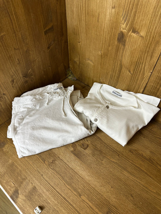 90S COTTON TEE + SWEATPANTS in White