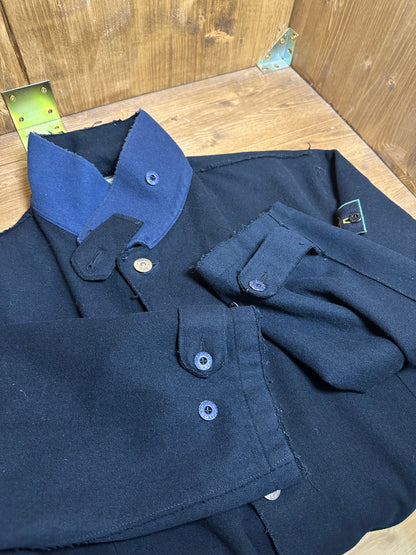 AW90s  BLU WOOL TWO-TONE TRENCH with anodized buttons