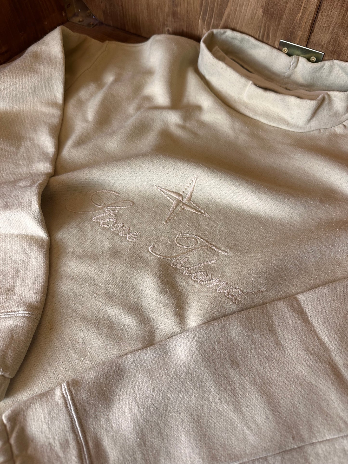 80s SPELLOUT COTTON JUMPER in Beige