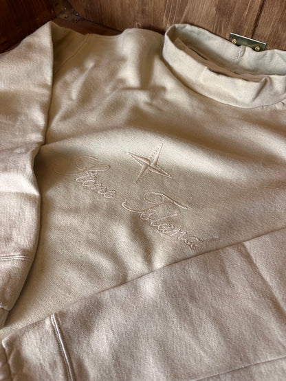 80s SPELLOUT COTTON JUMPER in Beige