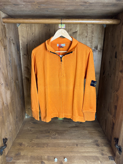 SS04 1/4 ZIP COTTON JUMPER in Deep Orange