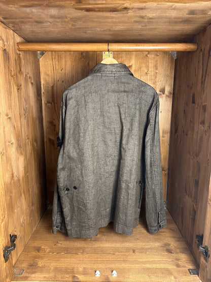 SS03 LINO RESINATO OVERSHIRT in Beige Grey