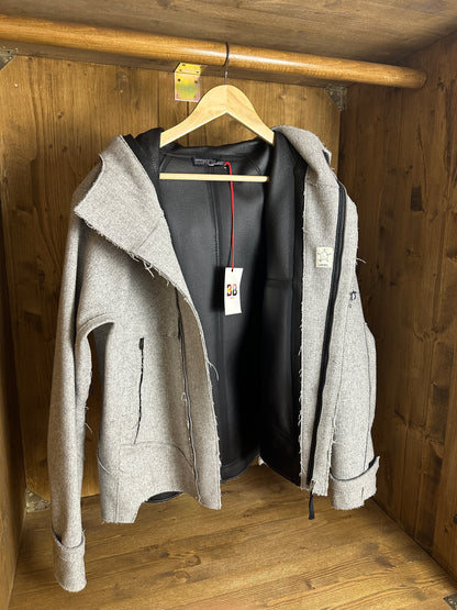 AW10 SHADOW PROJECT FELT LEATHER RAW CUTS JACKET in Agate Grey