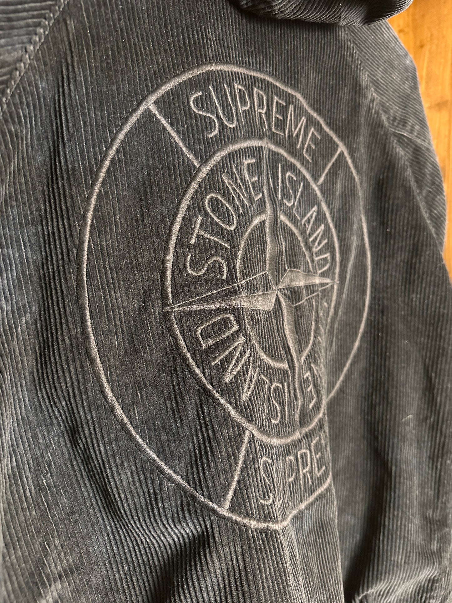 AW20 FROST CORDUROY Supreme X Stone Island sample piece in Jet Black