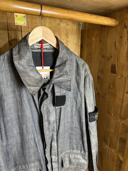 AW98 LINO FLAX TRENCH in Dark Grey