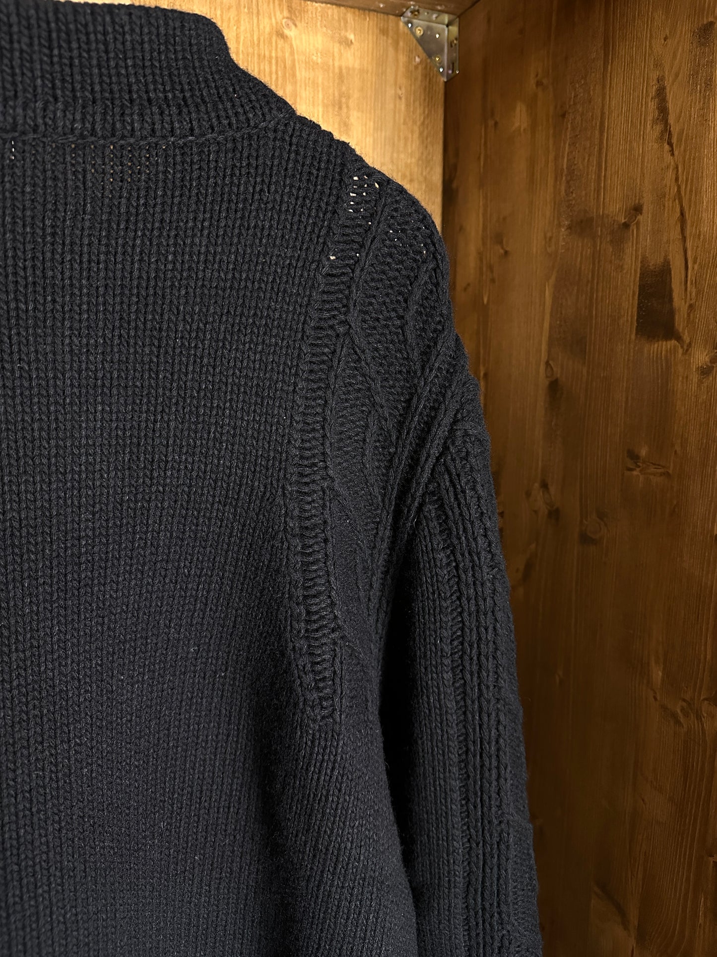 AW20 ARAN MOTIF WOOL JUMPER in Black
