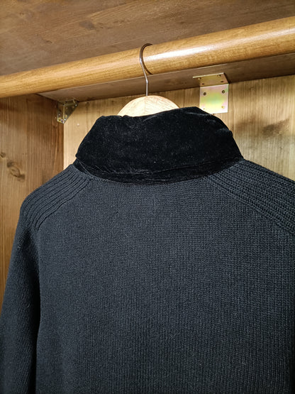 Cardigan with velour hood