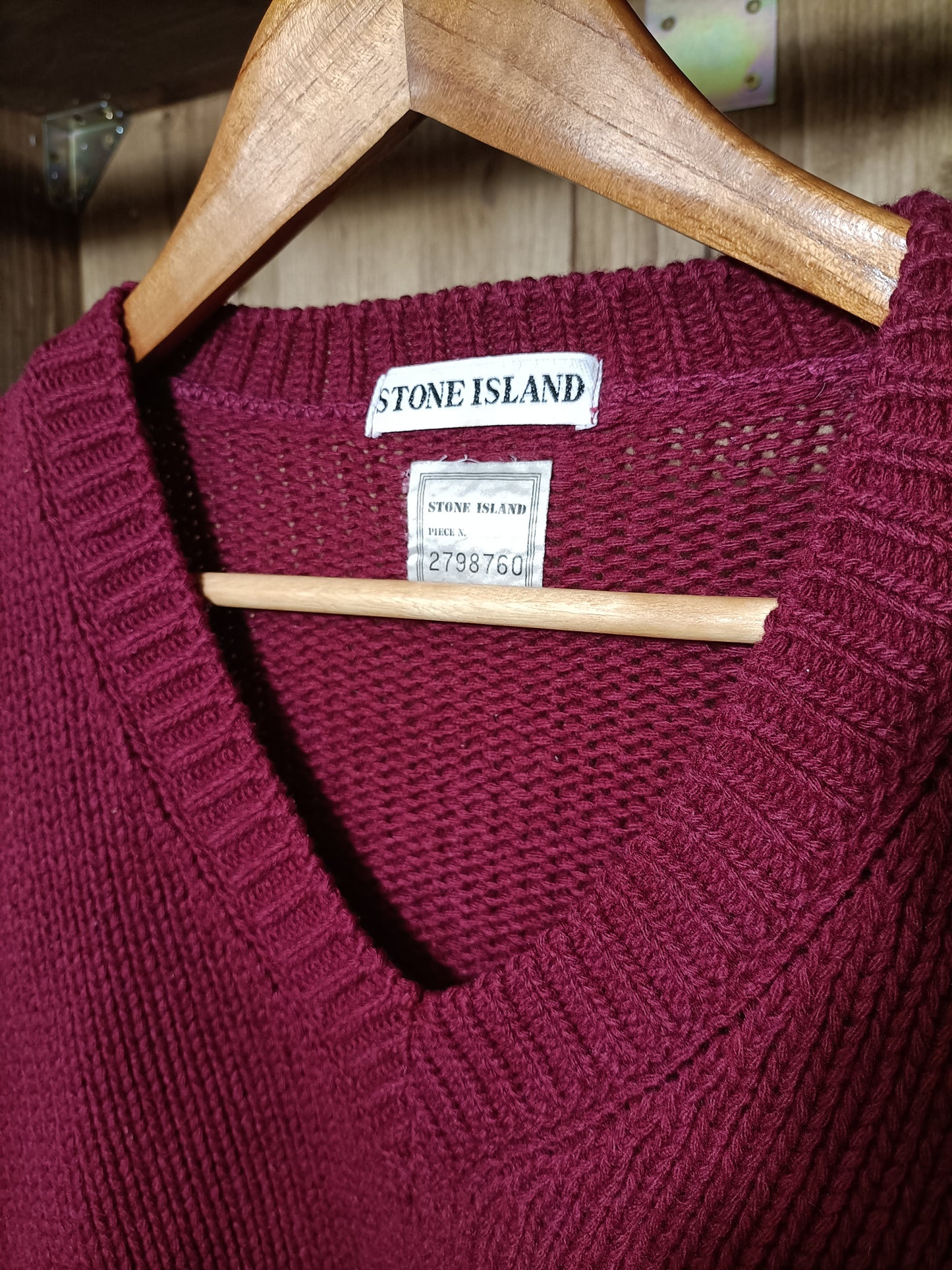 Burgundy V neck jumper 1984