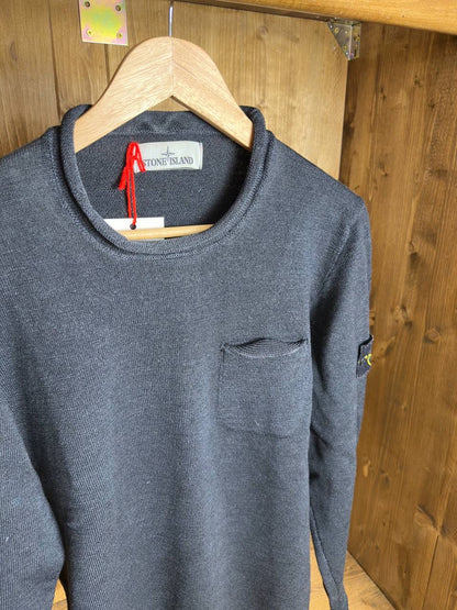 AW18 CHEST POCKET WOOL JUMPER in Dark Grey