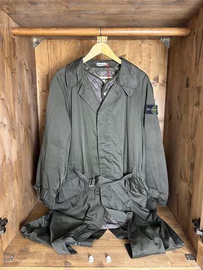 AW 88/89 RUBBERIZED SATIN TRENCH in Terra Brown