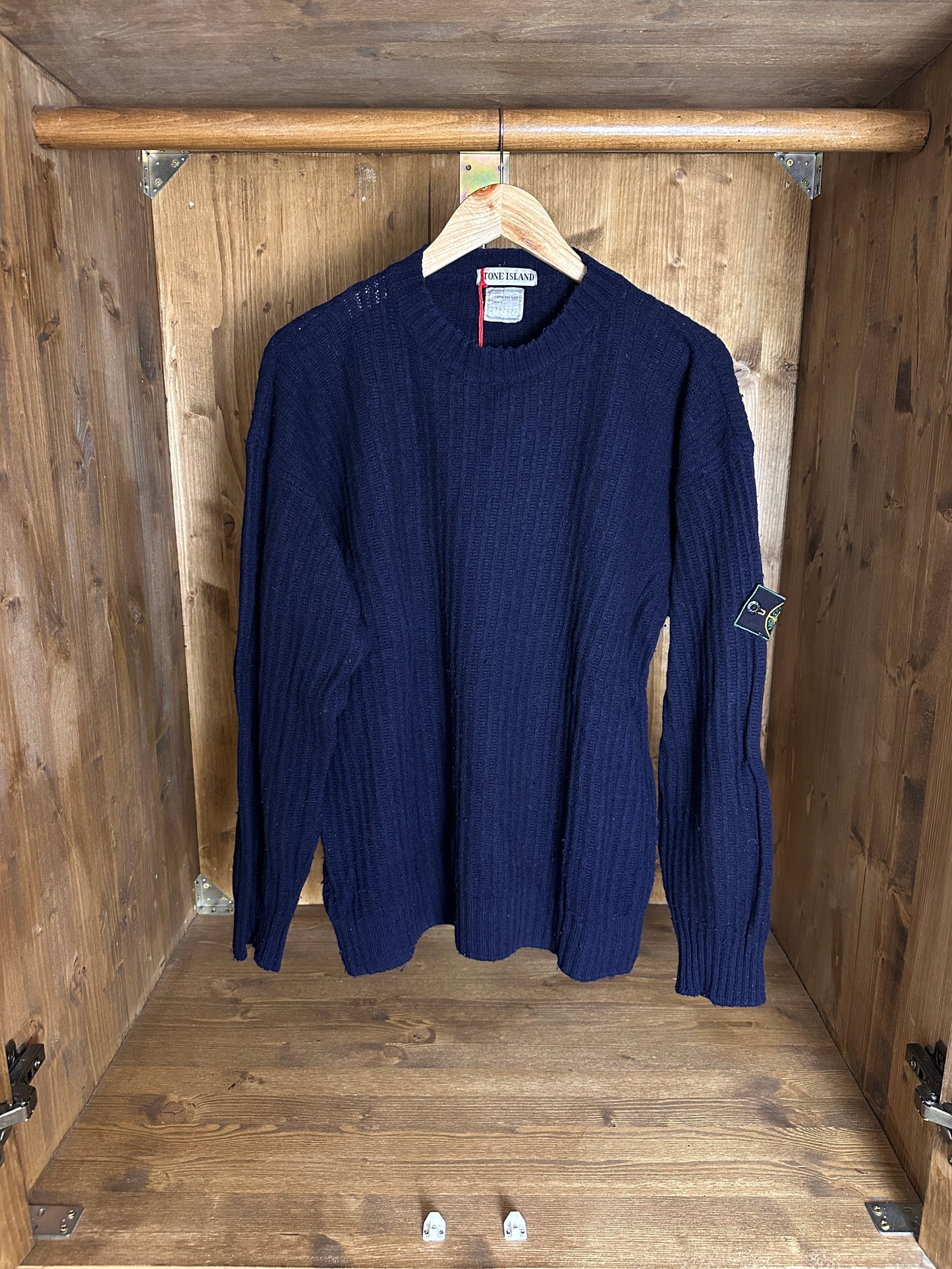 AW92 Wollripppullover in Ozeanblau