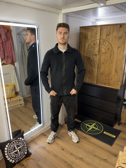 AW08 COTTON ELASTHAN ZIPPED JUMPER  in Black