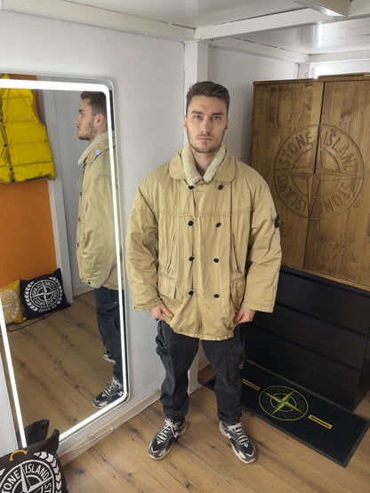 AW88 RASO GOMMATO DOUBLE BREASTED SHEEPSKIN LINER JACKET in Beige