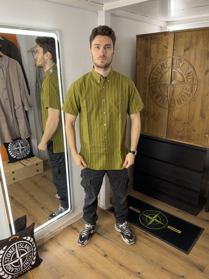 SS80 VERTICAL STITCHES COTTON SHIRT in Grass Green
