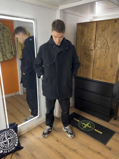 AW95 Mantel aus reiner Wolle in Schwarz und Blau