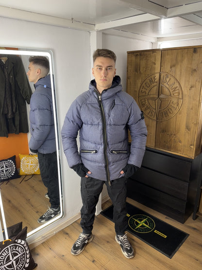 AW18 LINO RESINATO DOWN-TC in Mixed Blue