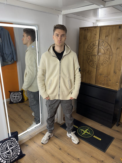 AW08 LEICHTE WOLL-KAPUZENJACKE in Hell-Elfenbein