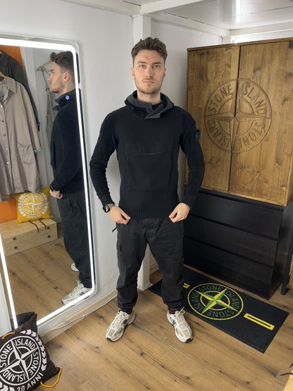AW19 COTTON VELVET HOODIE GHOST PIECE in Black