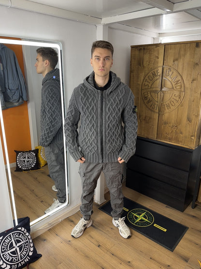 AW10 WINTER BAUMWOLL-KAPUZENJACKE in Basaltgrau von Archivio