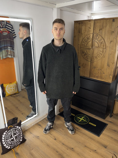 AW00 CHENILLE COTTON 1/4 ZIP JUMPER in Fir Green