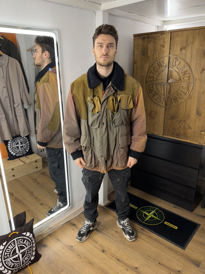 AW83/84 JAPANESE WRINKLED NYLON GRADIENT WITH LEATHER INSERTS in Mixed Shades of Brown