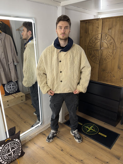 AW84/85 REVERSIBLE DOUBLE BREAST JACKET in Ocean Blue & Oyster White