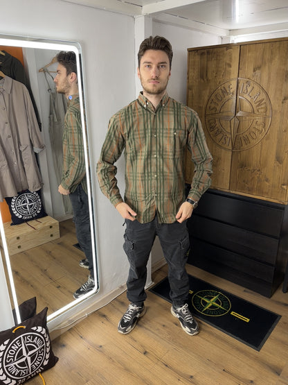 SS80 TARTAN MOTIF COTTON SHIRT in Pale Brown