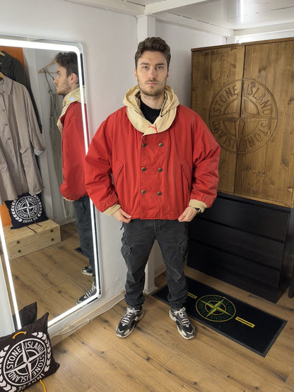 AW84/85 REVERSIBLE DOUBLE BREAST JACKET in Coral Red & Oyster White