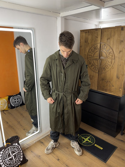 AW 88/89 RUBBERIZED SATIN TRENCH in Terra Brown