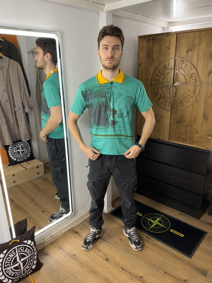 SS80 “Surfer” SCREEN PRINTED POLO in Tiffany Blue Green
