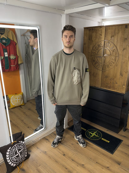 AW19 FRENCH TERRY COTTON CREWNECK in Pearl beige